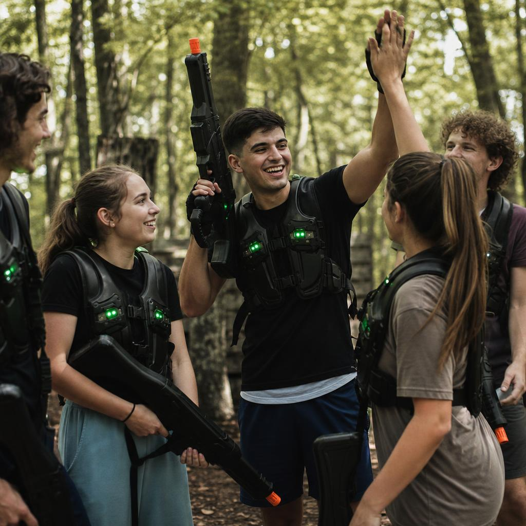 Lasergame overwinning vieren plezier